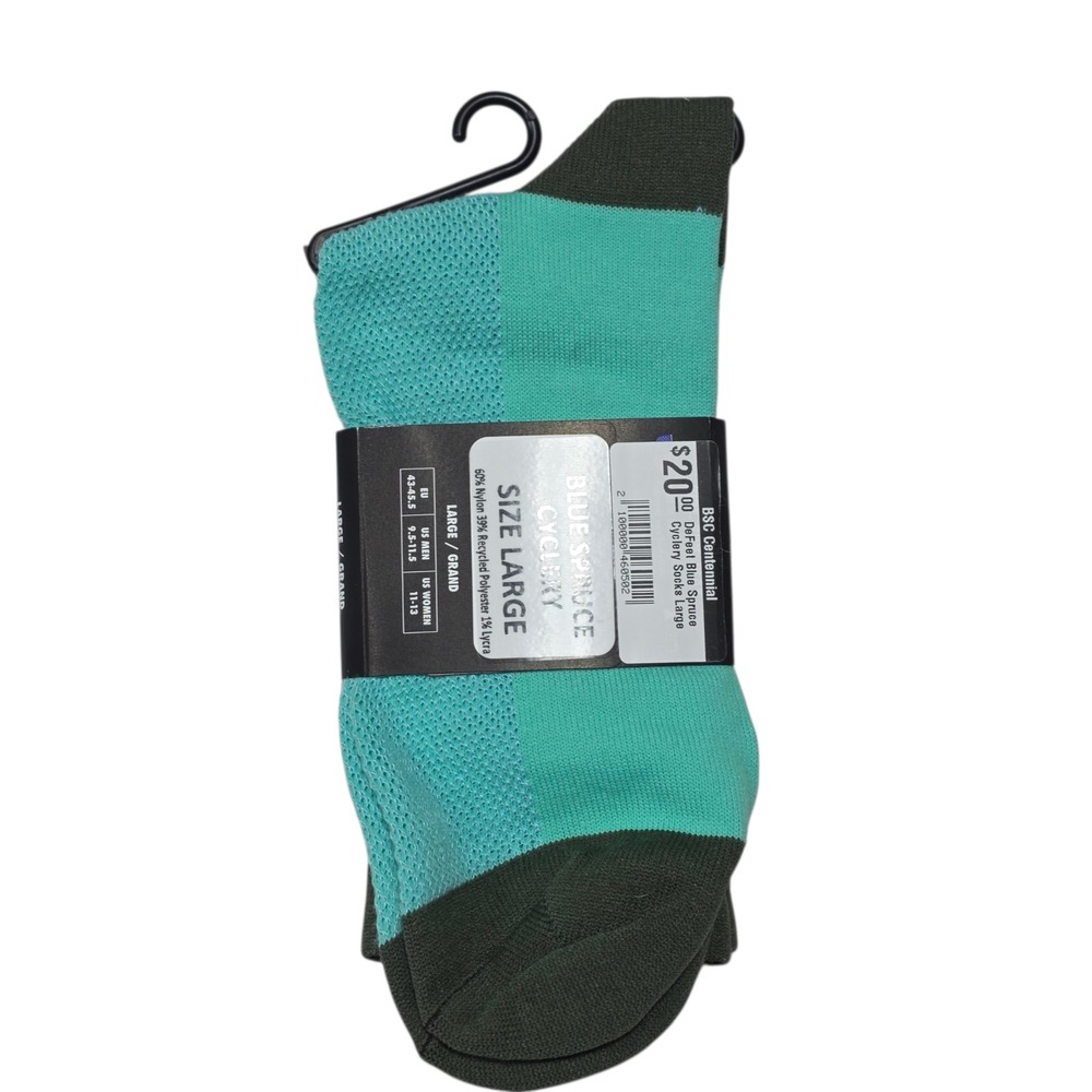 NEW DeFeet Blue Spruce Cyclery Socks Large BSC Centennial Cycling Bike Fun NWT - Picture 2 of 4